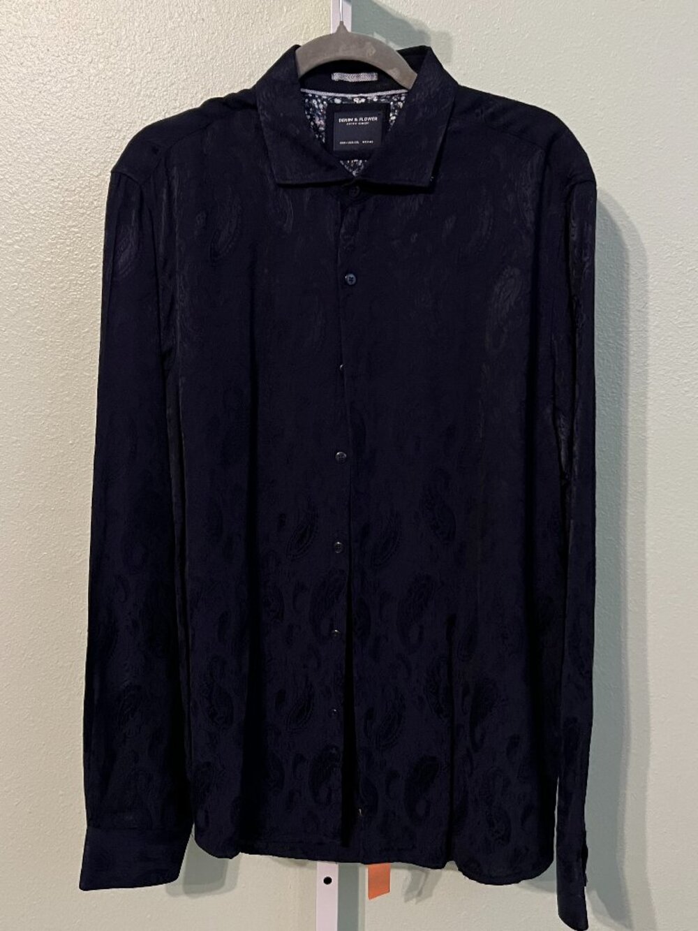 Denim & Flower Ricky Singh Gorgeous Black Brocade Lightweight Long-Sleeve SZ XXL